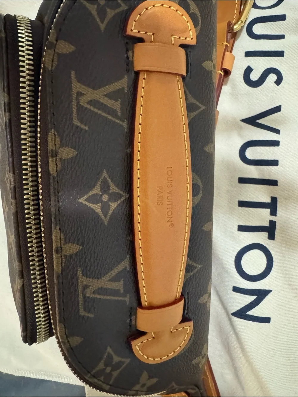 Louis Vuitton Monogram Canvas Belt Bag with Tan Trim